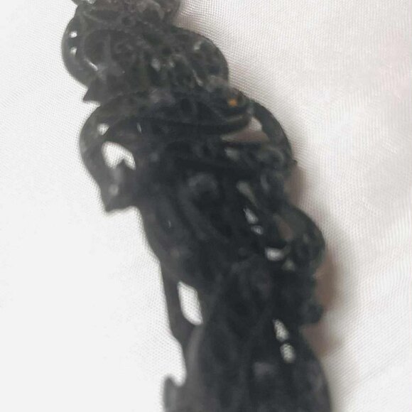 Vintage Black Filigree Hair Clip with Rhinestones — Designer Styling Accessory - Picture 7 of 8